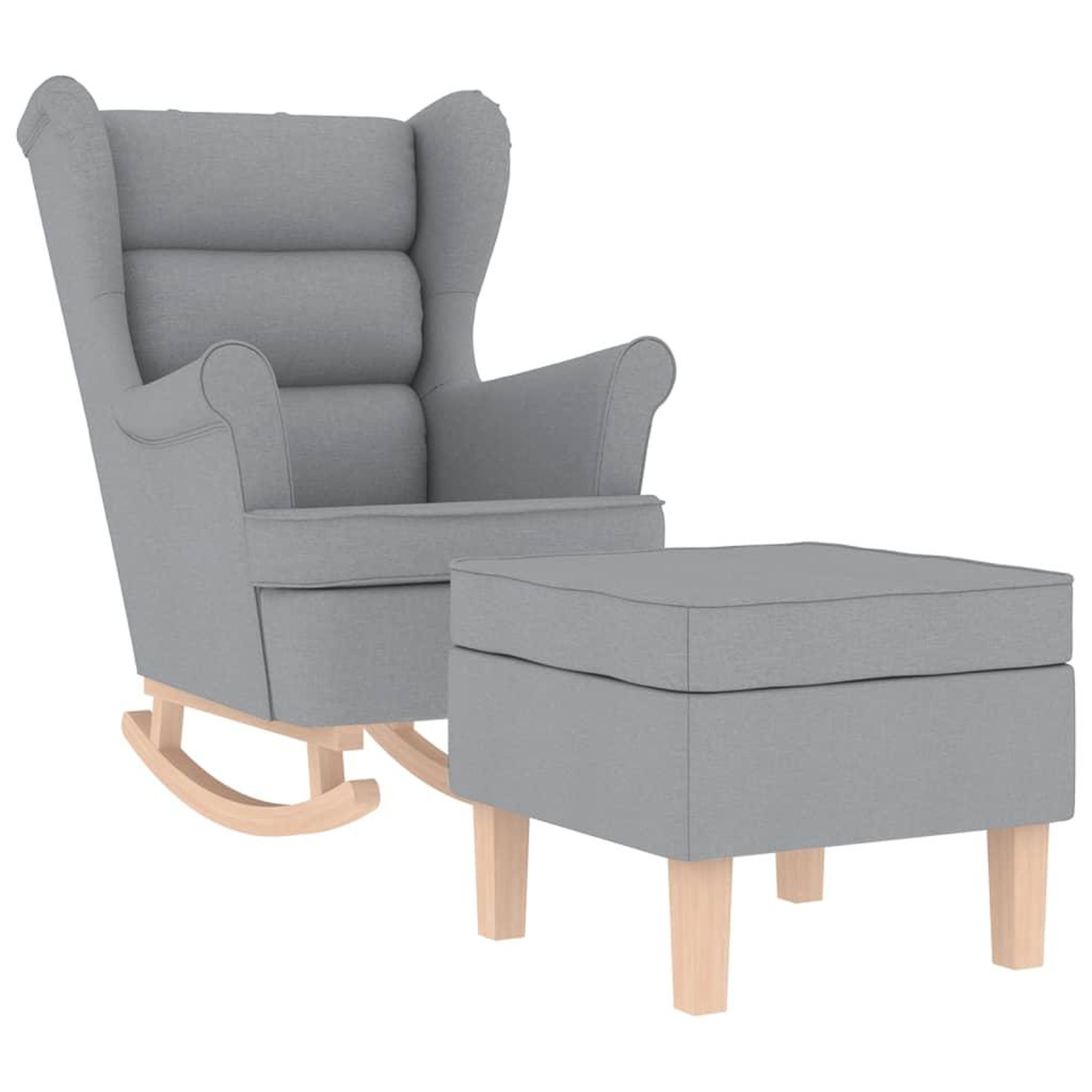 Voir la diapositive 2 : VIDAXL Chaise a bascule avec repose-pied Gris clair Tissu