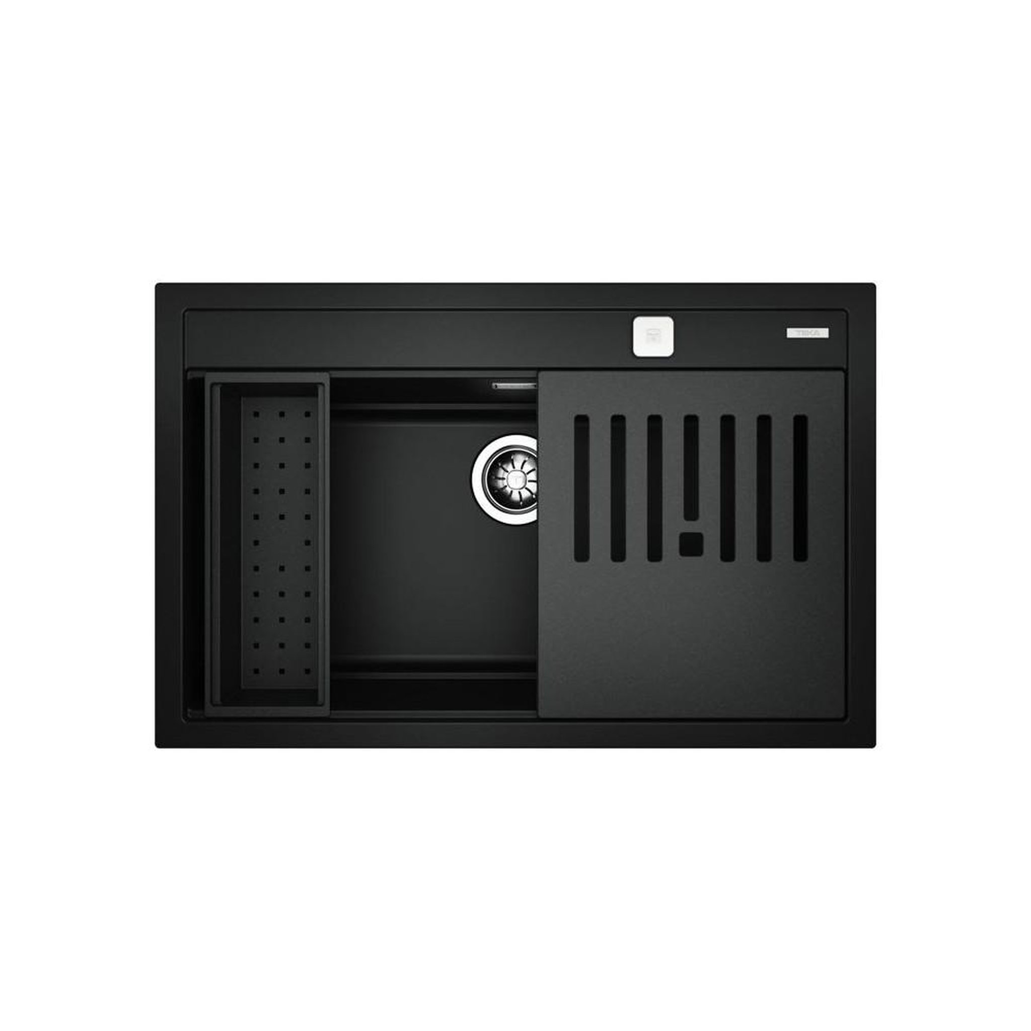 Voir la diapositive 2 : TEKA Évier cuisine teka nova 80 ws-tg 1b noir en granit, cuve unique 200 mm, finition mate, vidage helixpro 3 1/2