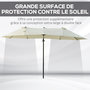Voir la diapositive 5 : OUTSUNNY Parasol déporté grande taille XXL inclinable dim. 4,4L x 2,7l x 2,5H m piètement en acier inclus polyester crème
