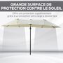 Voir la diapositive 5 : OUTSUNNY Parasol déporté grande taille XXL inclinable dim. 4,4L x 2,7l x 2,5H m piètement en acier inclus polyester crème