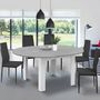 Voir la diapositive 2 : ID MARKET Table à manger extensible ronde DONA 4-8 personnes blanc plateau effet béton 110-150 cm