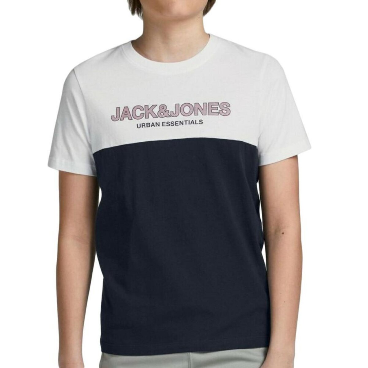  T-shirt Blanc/Marine Garçon Jack and Jones Urban