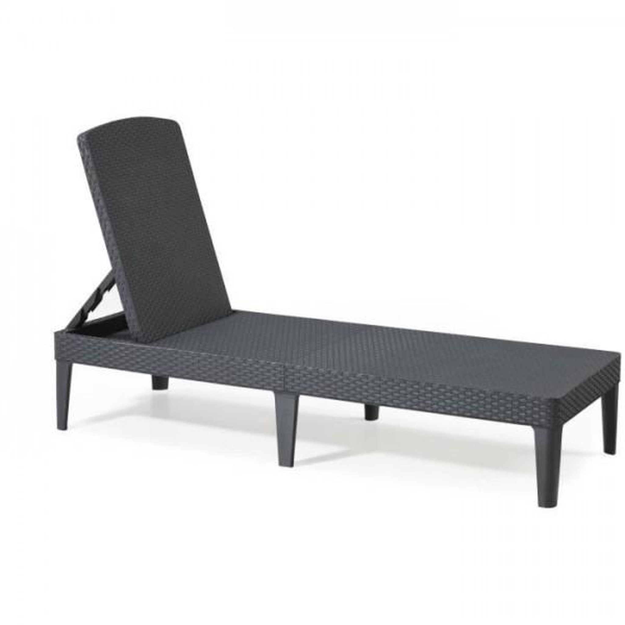 ALLIBERT by KETER Transat Bain de soleil - Allibert by KETER – Jaipur – en résine imitation rotin tressé – gris graphite – dossier réglable