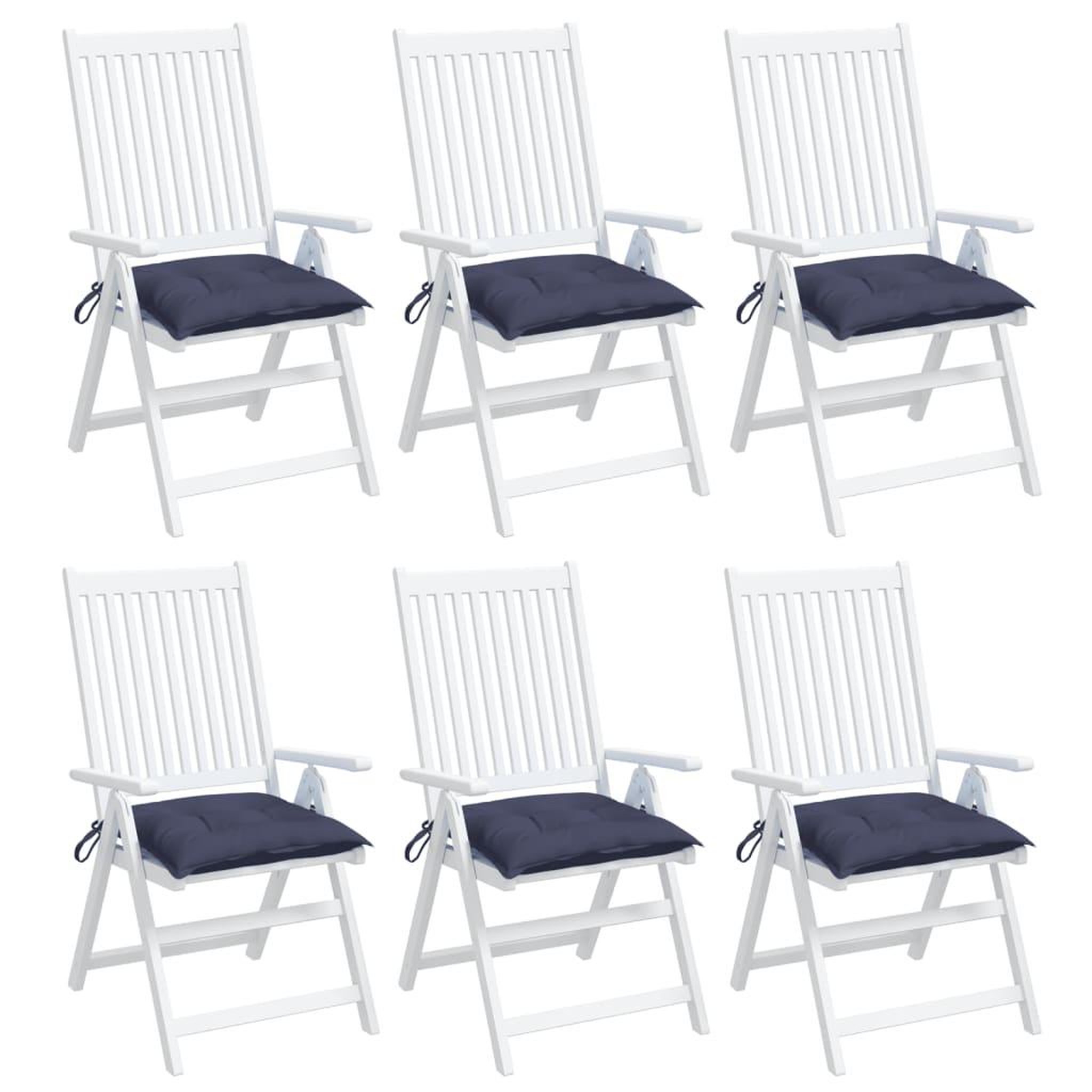 Voir la diapositive 4 : VIDAXL Coussins de chaise lot de 6 bleu marine 50x50x7 cm tissu oxford