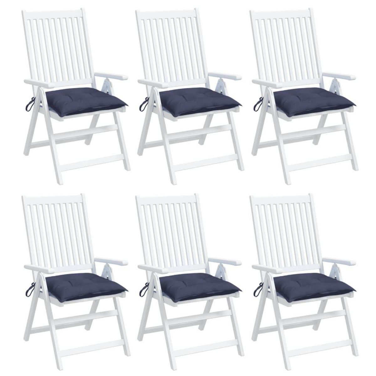 VIDAXL Coussins de chaise lot de 6 bleu marine 50x50x7 cm tissu oxford