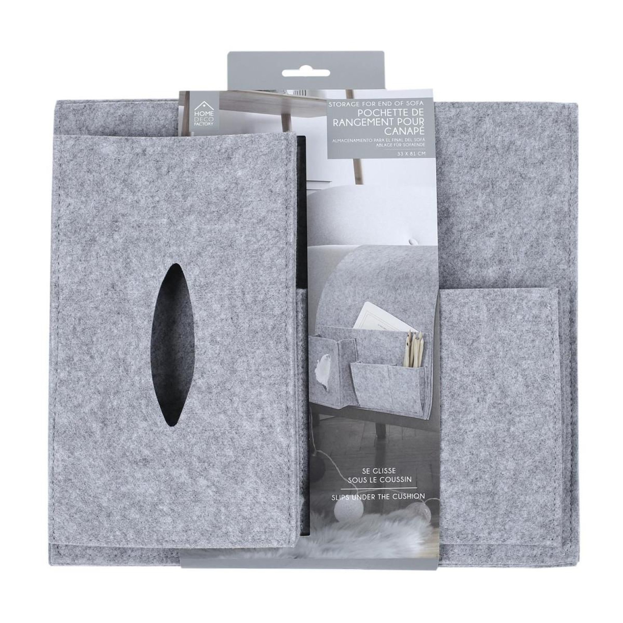 Voir la diapositive 3 : The Home Deco Factory Pochette de rangement  canapé  24cm gris
