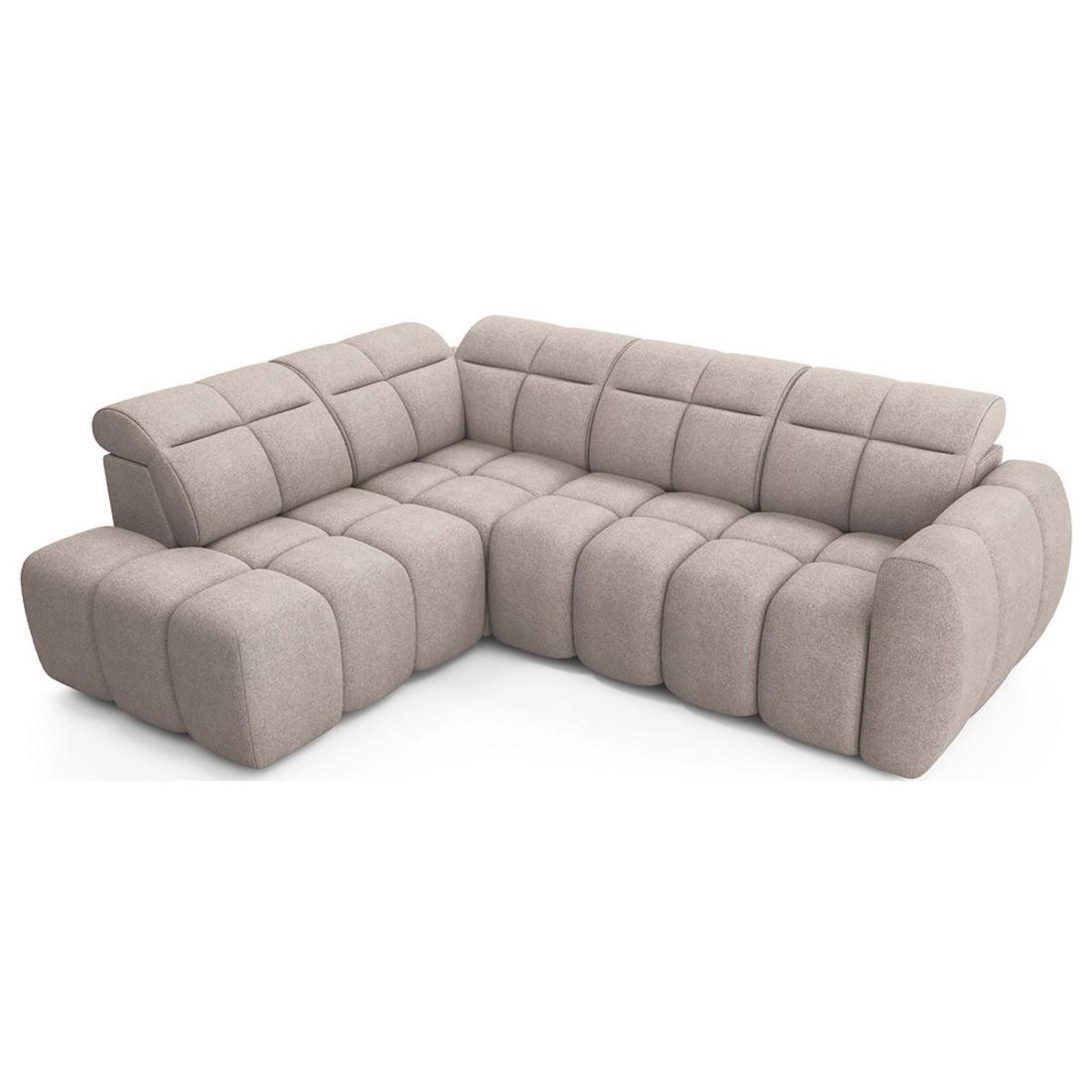 BEST MOBILIER Basile - canapé d'angle gauche 4 places assise extensible électrique avec coffre en tissu texturé