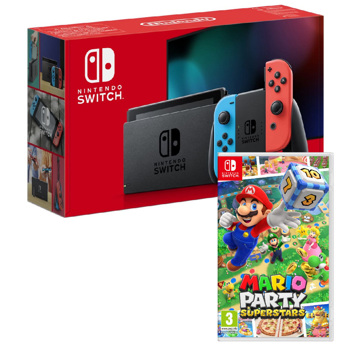 NINTENDO Console Nintendo Switch Joy-Con Bleu et Rouge + Mario Party Superstars