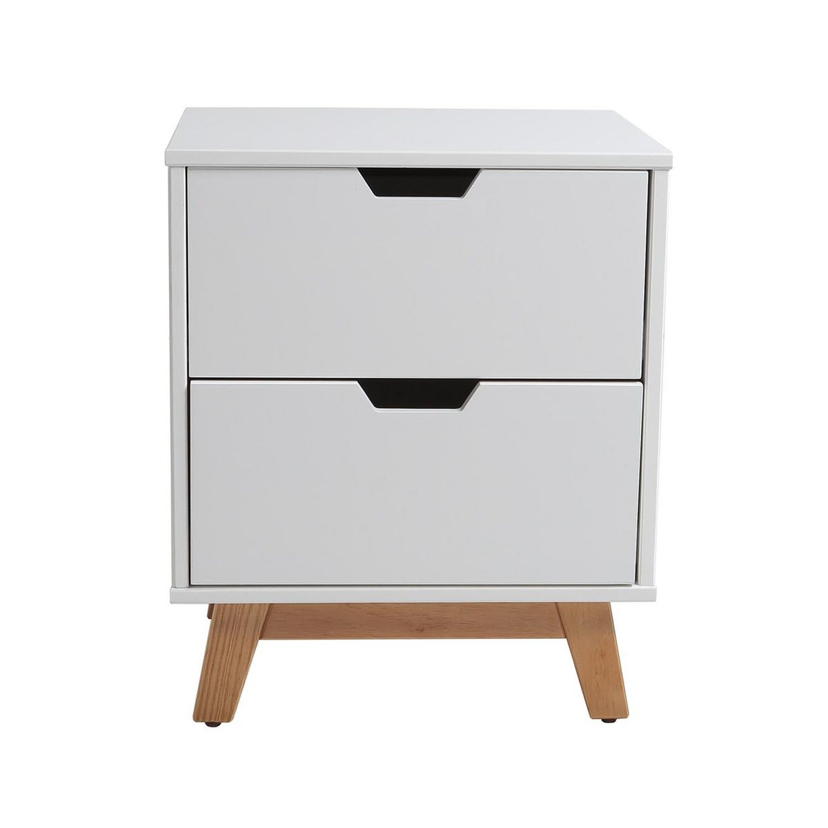 VS VENTA-STOCK Table de Chevet Miranda 2 tiroirs Blanc, MDF laqué en couler Blanc