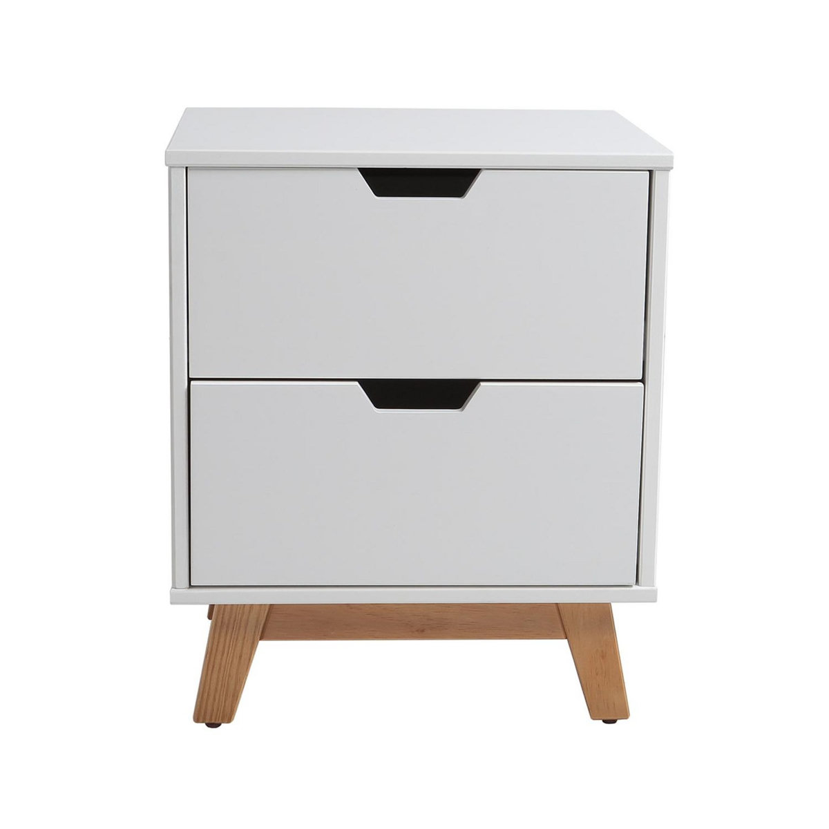 VS VENTA-STOCK Table de Chevet Miranda 2 tiroirs Blanc, MDF laqué en couler Blanc