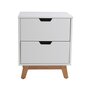 Voir la diapositive 3 : VS VENTA-STOCK Table de Chevet Miranda 2 tiroirs Blanc, MDF laqué en couler Blanc