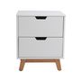 Voir la diapositive 3 : VS VENTA-STOCK Table de Chevet Miranda 2 tiroirs Blanc, MDF laqué en couler Blanc
