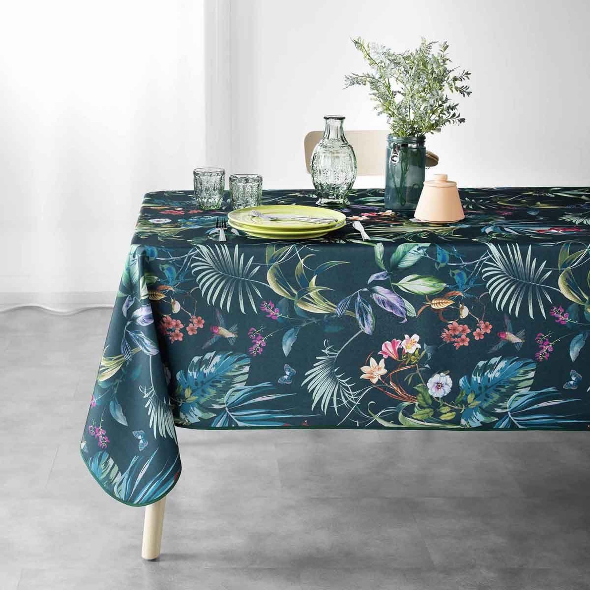 Voir la diapositive 3 : Douceur d'Intérieur Nappe imprimée  féerie  150x240cm émeraude