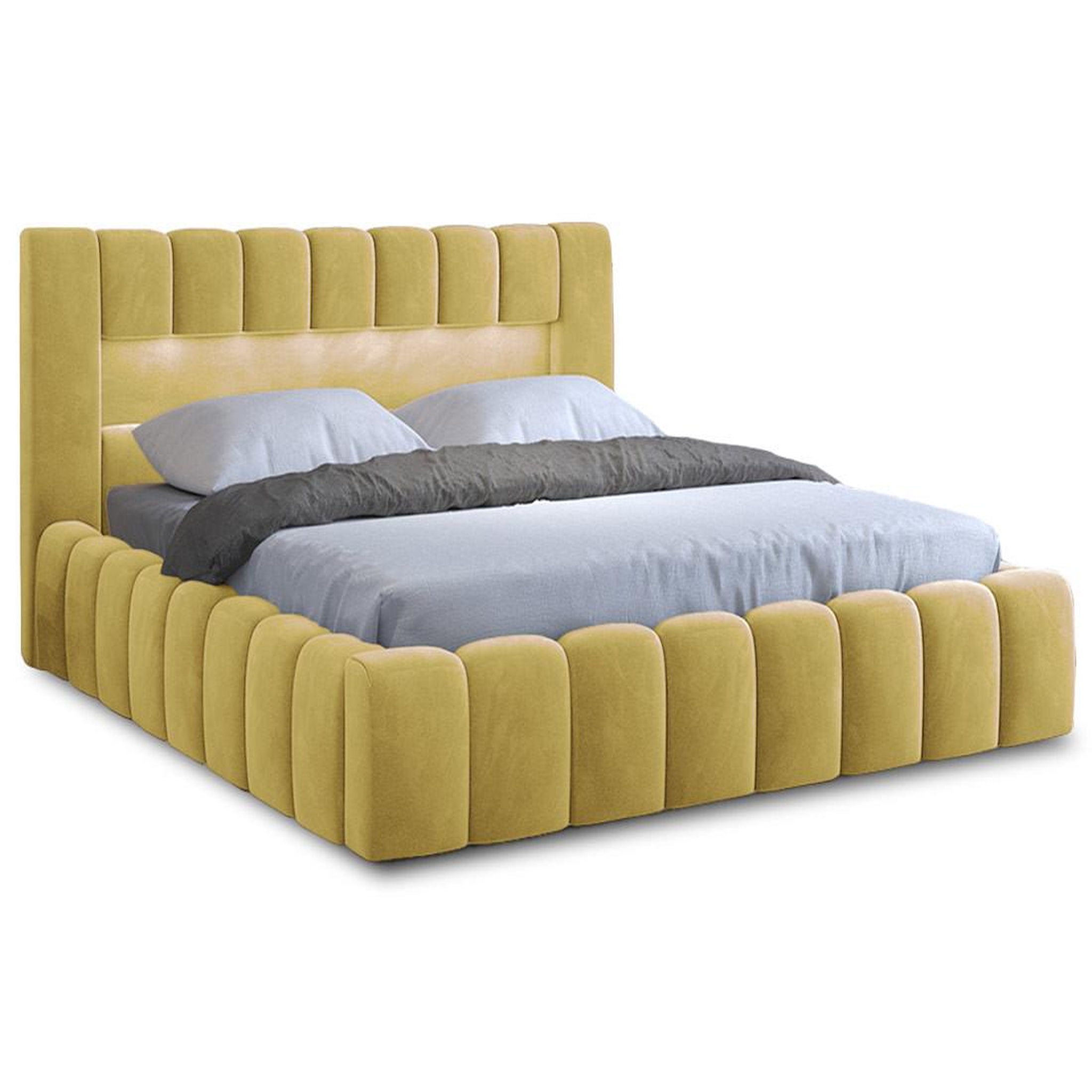 Voir la diapositive 1 : BEST MOBILIER Cleo - lit coffre avec led - 180x200 cm - sommier inclus - en velours