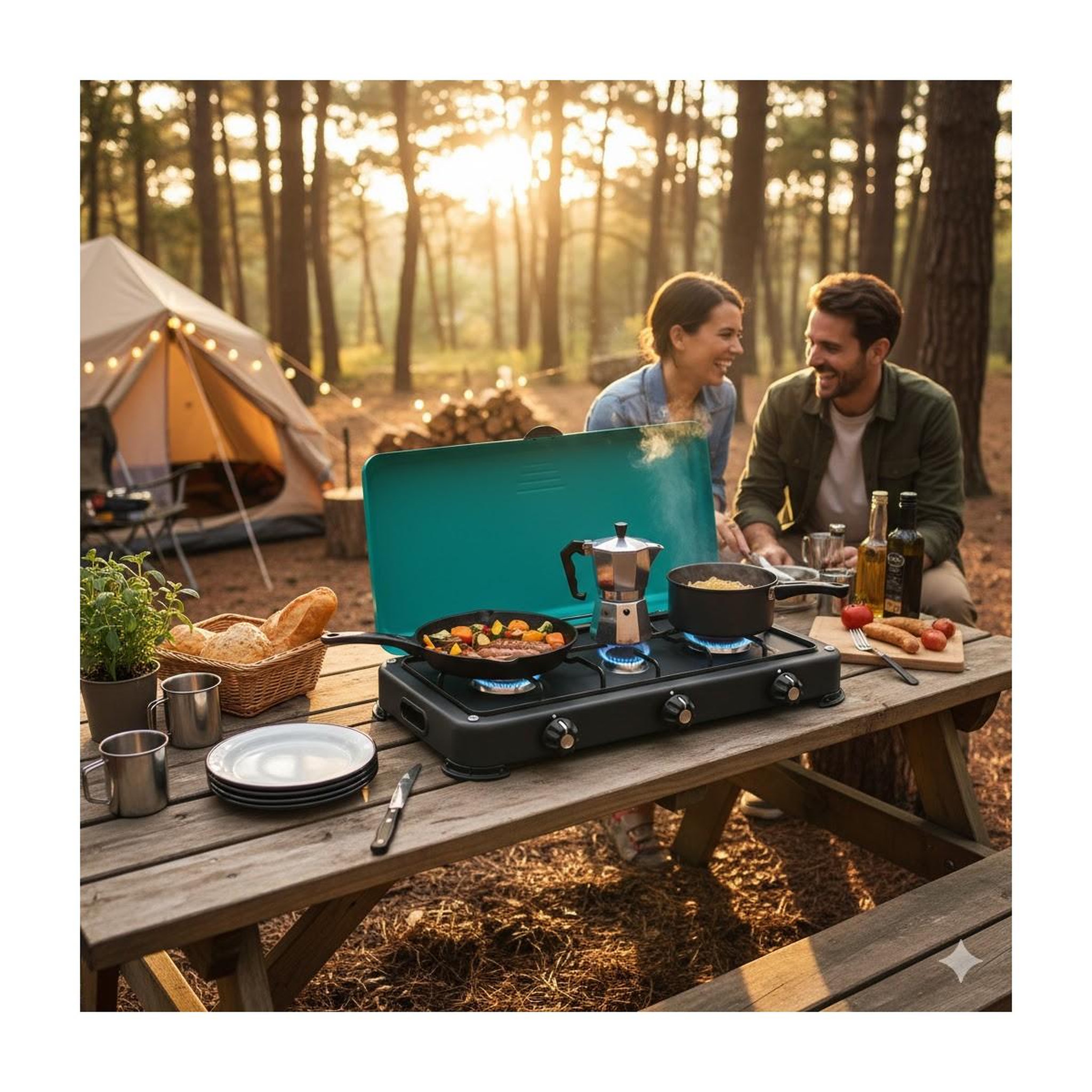 Voir la diapositive 3 : INTEC Plaque de cuisson gaz portable 3 feux 4100w brûleurs + grille en fonte amovibles réchaud gaz butane ou propane gold iii intec