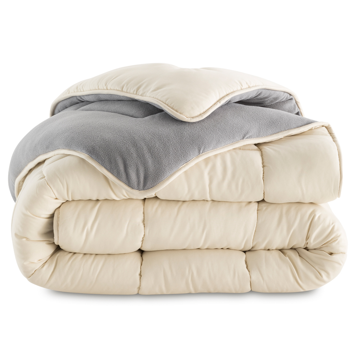 ID MARKET Couette 140x200 CM ZOE polaire biface gris et crème 400 gr