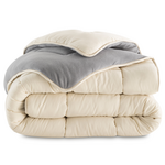 ID MARKET Couette 140x200 CM ZOE polaire biface gris et crème 400 gr