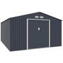 Voir la diapositive 1 : MARKET24 SATURNE Abri de jardin en métal 15,16 m² - 340 x 446 x 210 - Kit d'ancrage inclus, 2 portes coulissantes - Gris