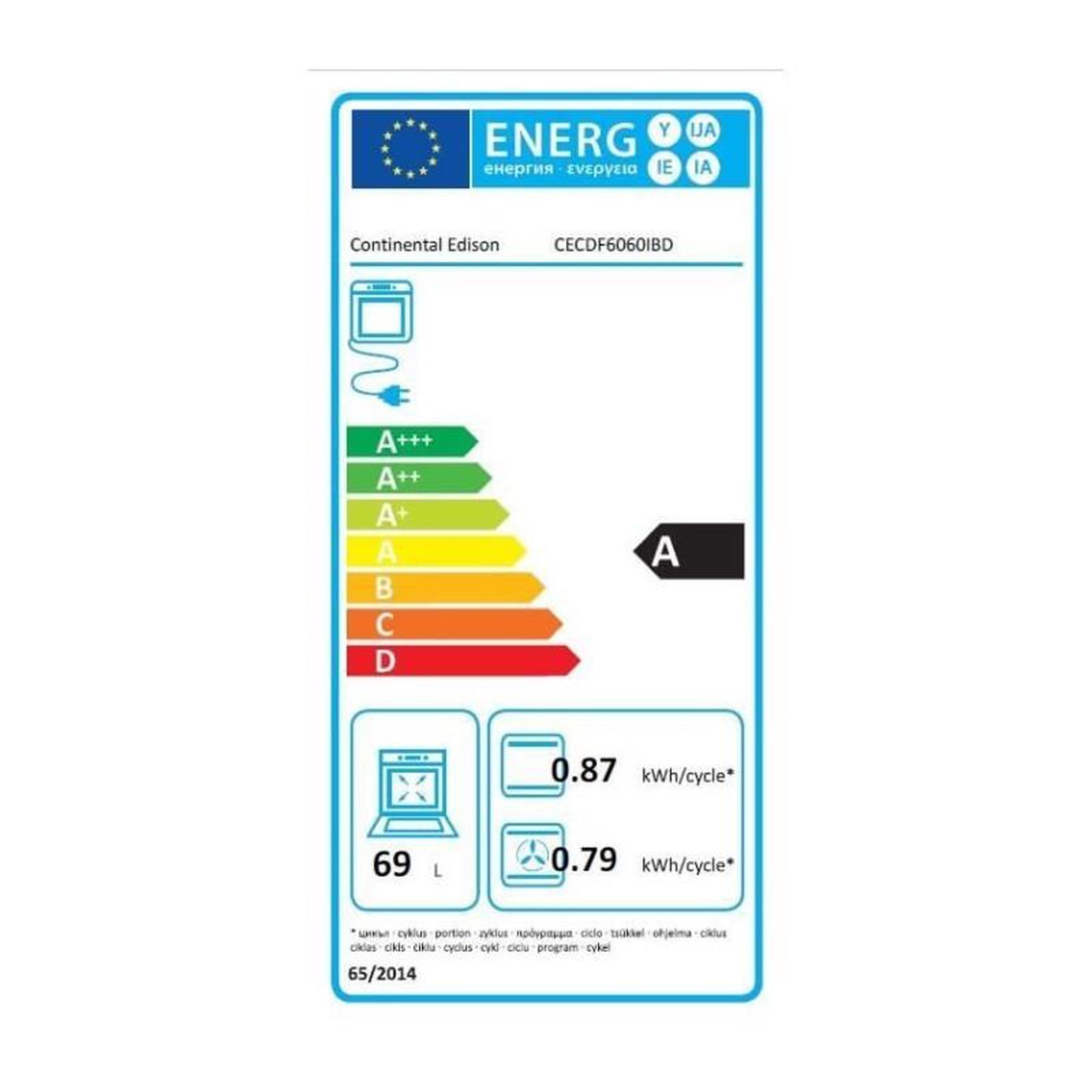 Voir la diapositive 2 : CONTINENTAL EDISON Cuisiniere gaz - CONTINENTAL EDISON - CECDF6060IBD - Double fours - 4 feux - noir - L60 xP60 x H90 cm