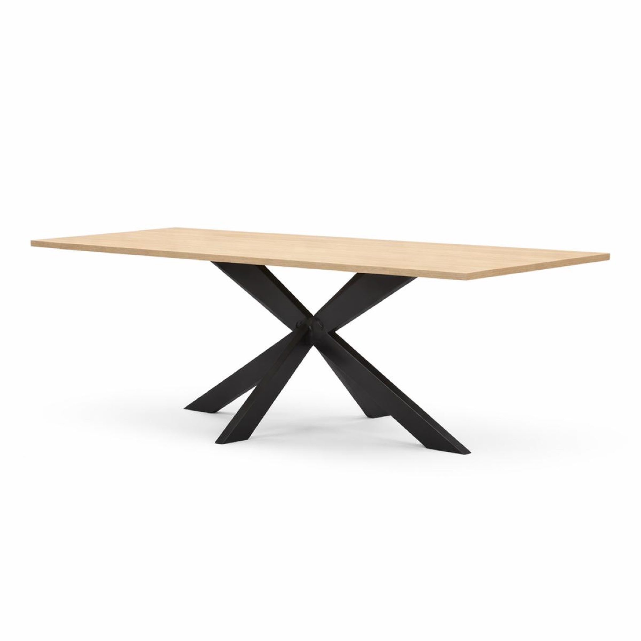 JLC KREATION Table à manger moderne pied central coloris beige 180cm EROS