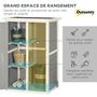 Voir la diapositive 4 : OUTSUNNY Armoire abri de jardin remise pour outils - grande porte verrouillable loquet - 2 étagères - toit bitumé incliné bois de sapin blanc gris