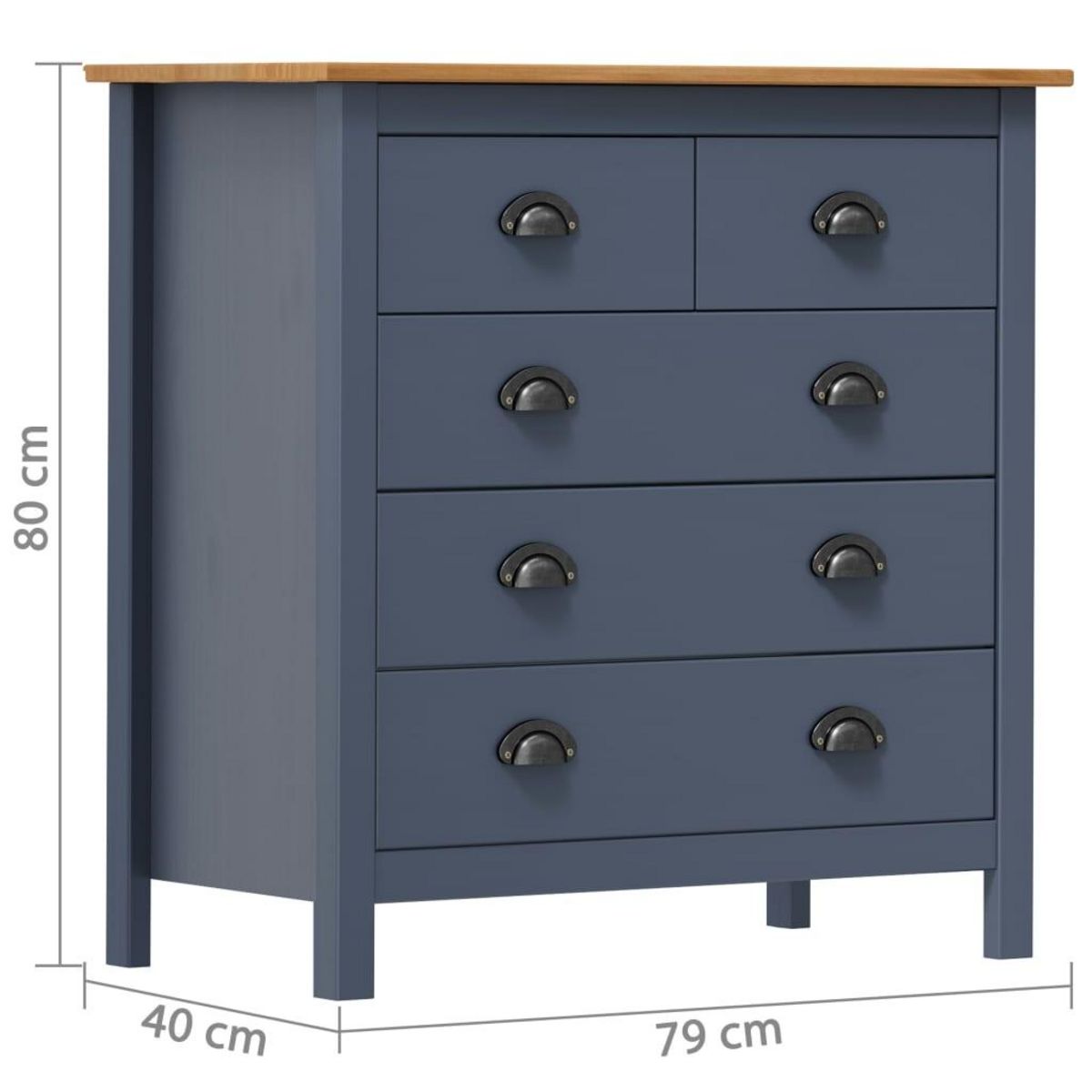 VIDAXL Buffet Hill Gris 79x40x80 cm Bois de pin solide