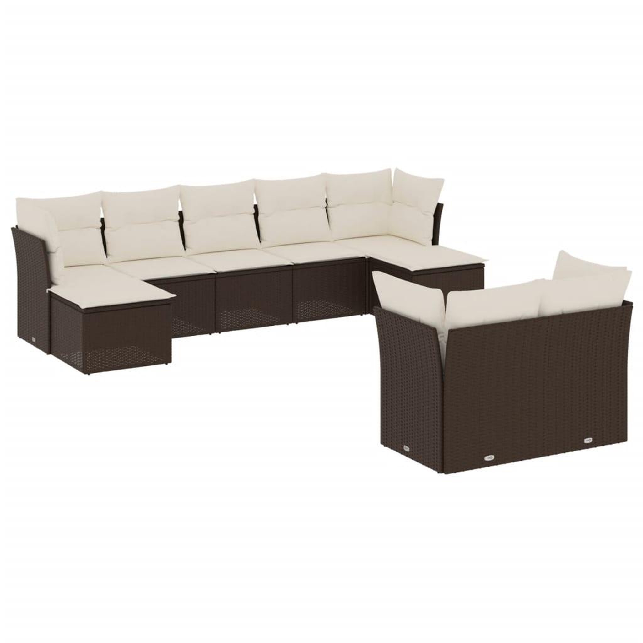 Voir la diapositive 2 : VIDAXL Salon de jardin avec coussins 9 pcs marron resine tressee