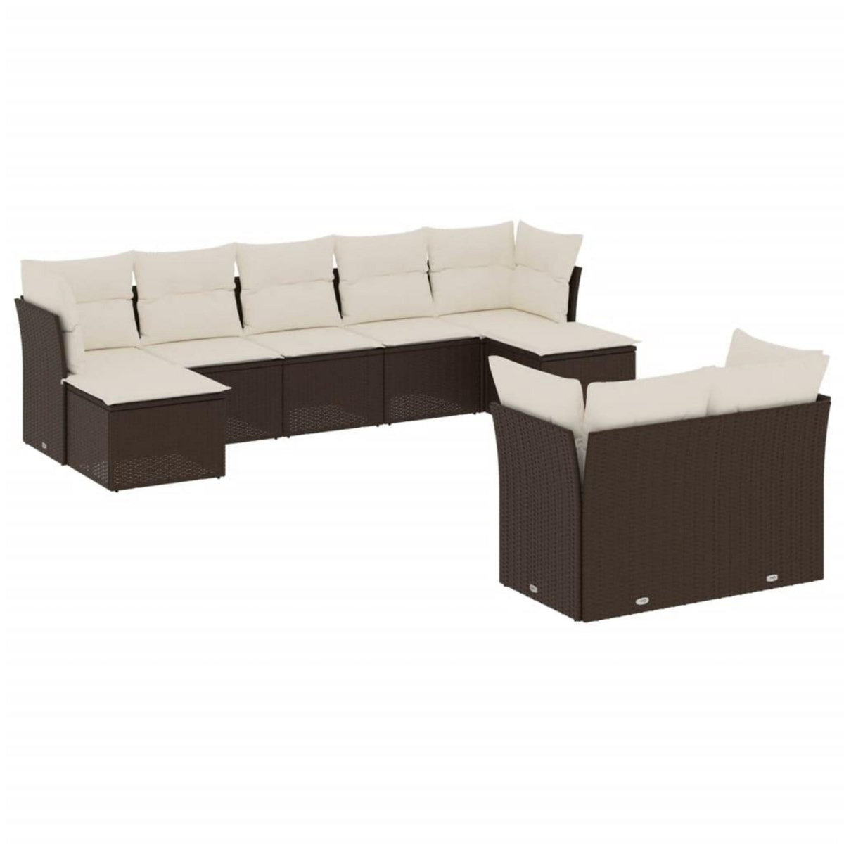 VIDAXL Salon de jardin avec coussins 9 pcs marron resine tressee