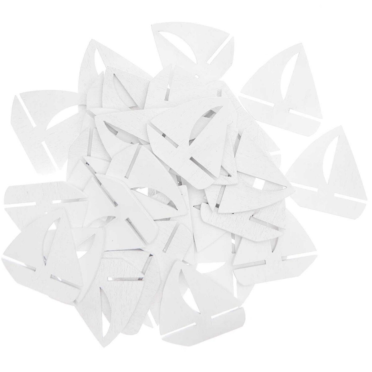RICO DESIGN 36 Confettis en bois - voilier - blanc