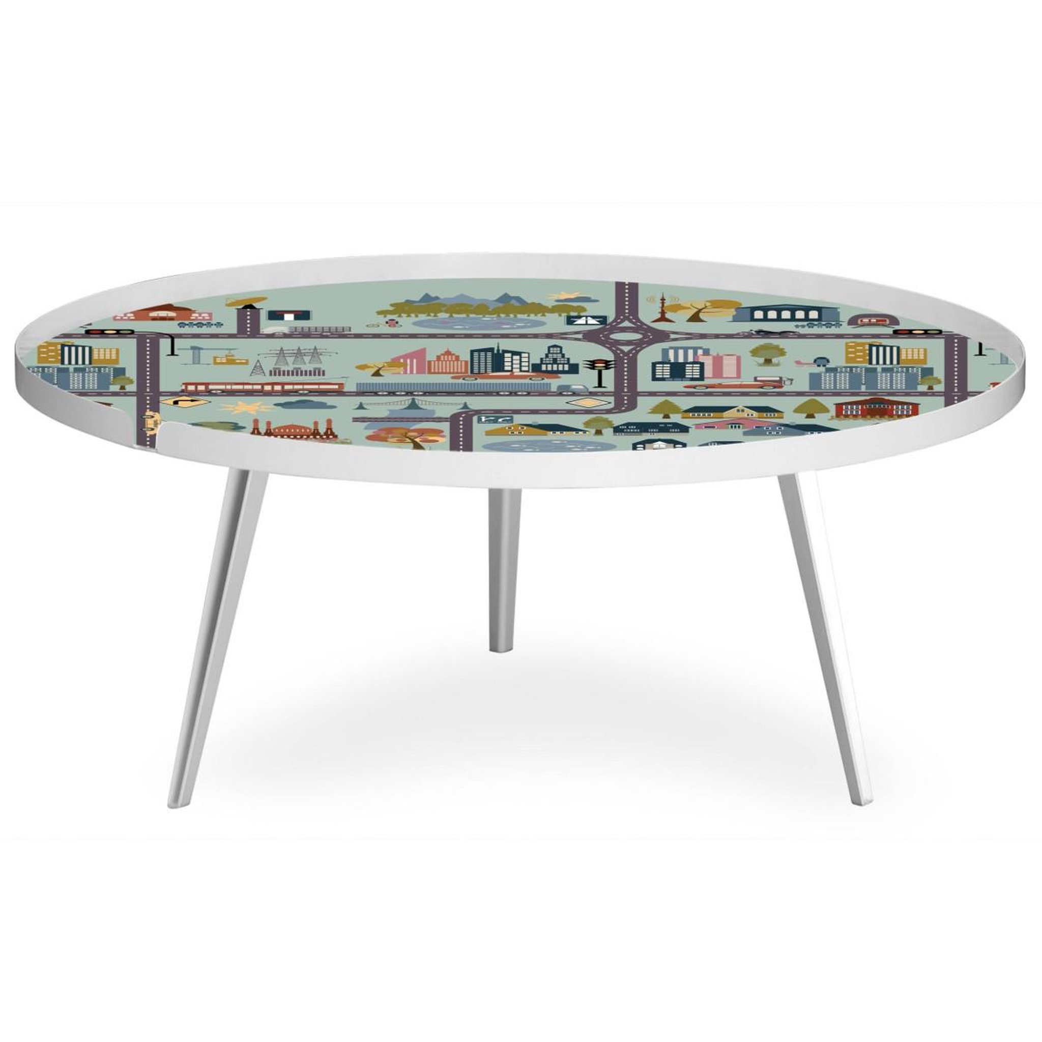 Voir la diapositive 2 : Paris Prix Table basse à rebord 1 cover  city  90cm blanc