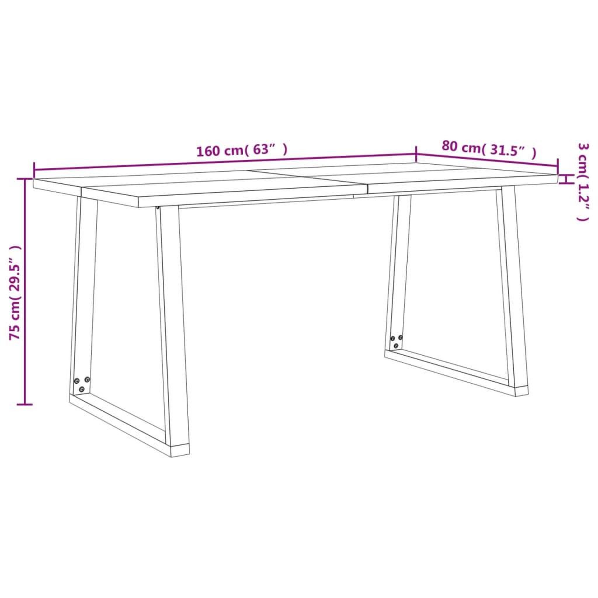Voir la diapositive 6 : VIDAXL Table a manger 160x80x75 cm bois d'acacia solide a bord vif