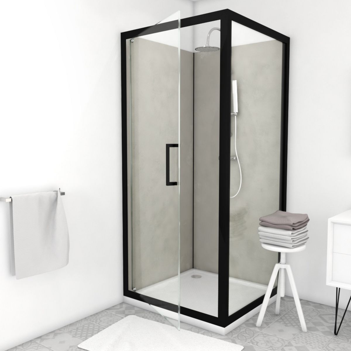 Aurlane Paroi de retour de douche noir 90x200 cm - FACTORY