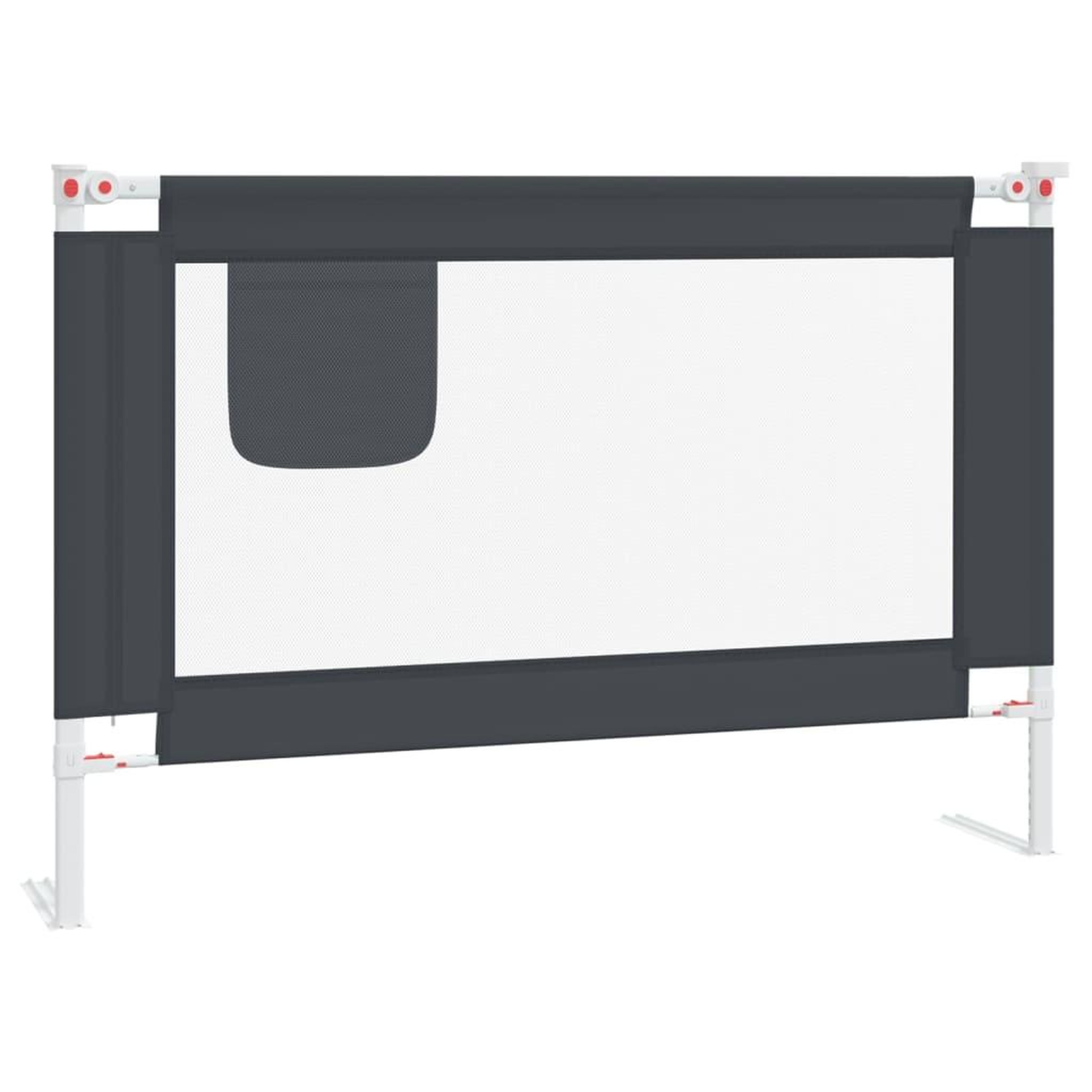 Voir la diapositive 2 : VIDAXL Barriere de securite de lit d'enfant Gris fonce 100x25 cm Tissu