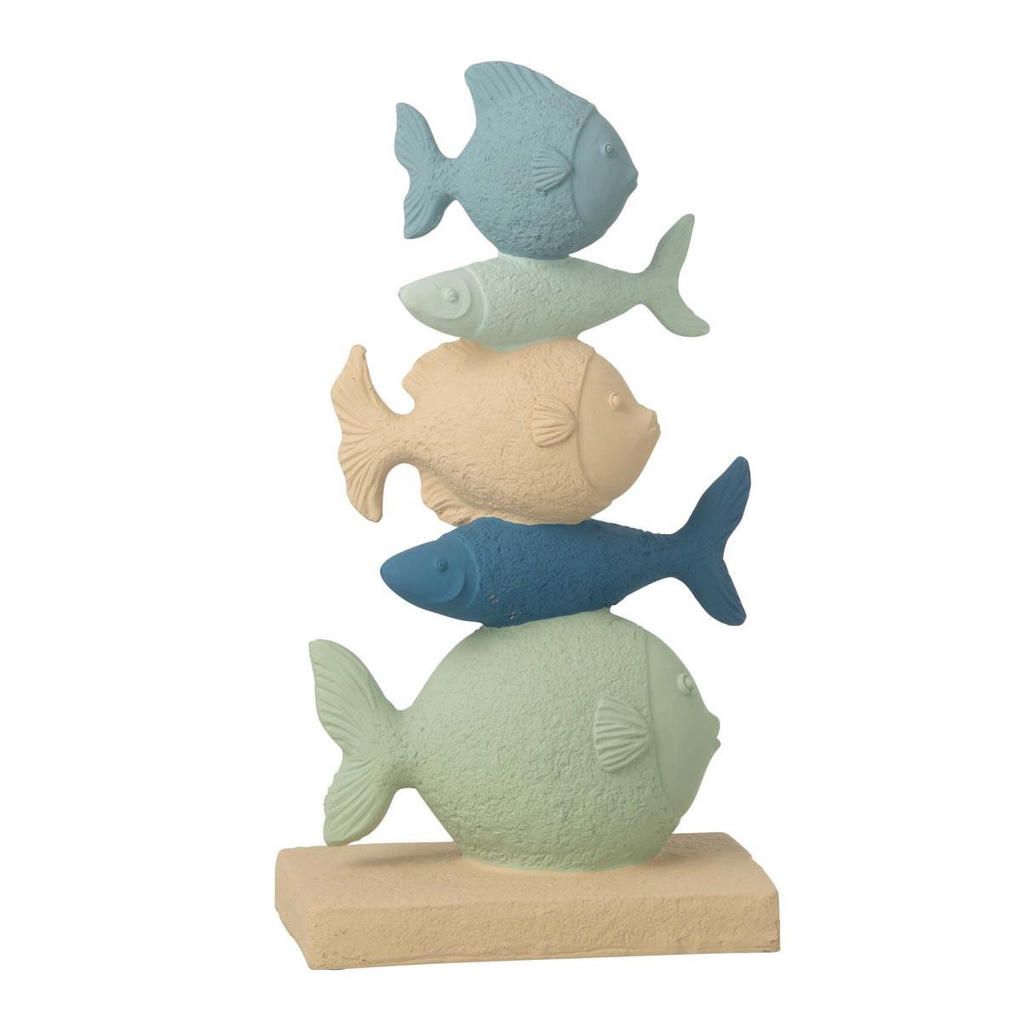 J-LINE Statuette pyramide de poissons  océan  32cm multicolore