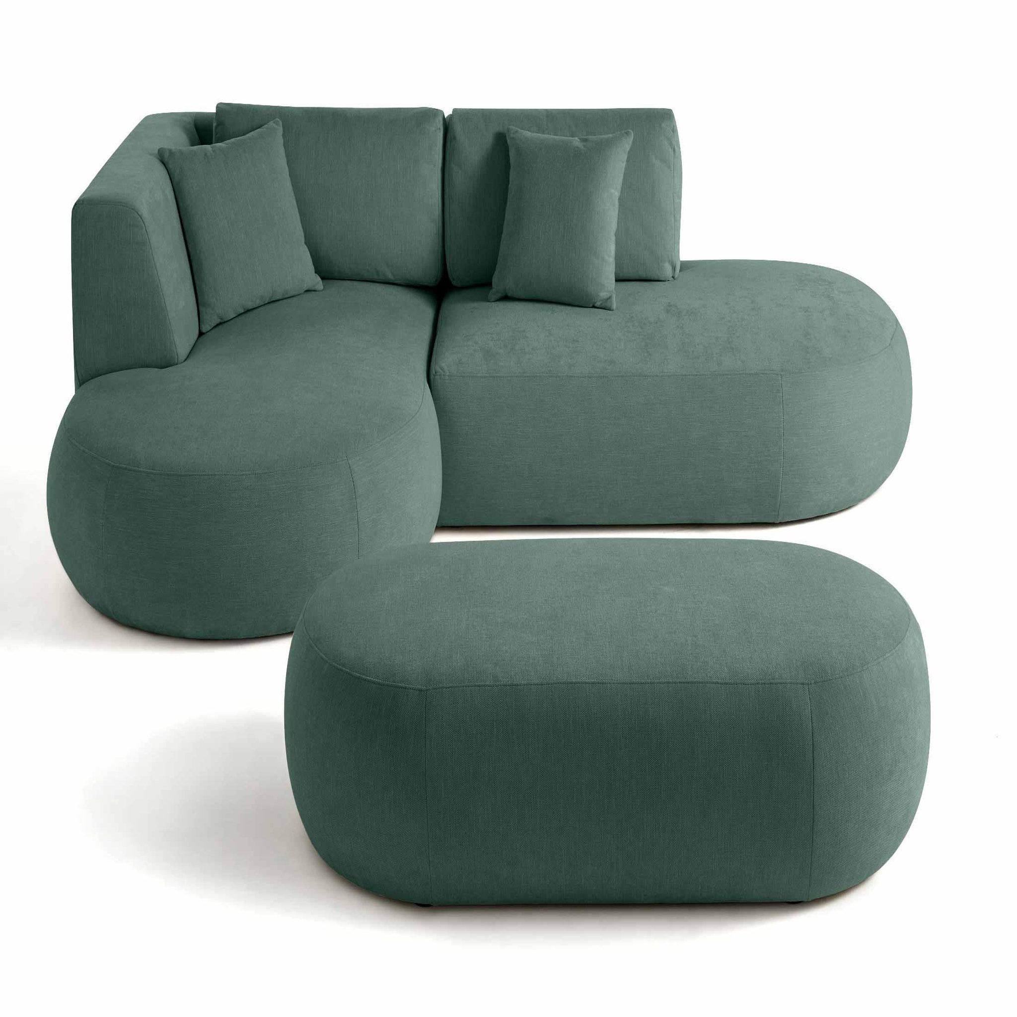 Voir la diapositive 3 : LISA DESIGN Santorini - canapé modulable d'angle gauche + pouf - 4 places - en tissu texturé