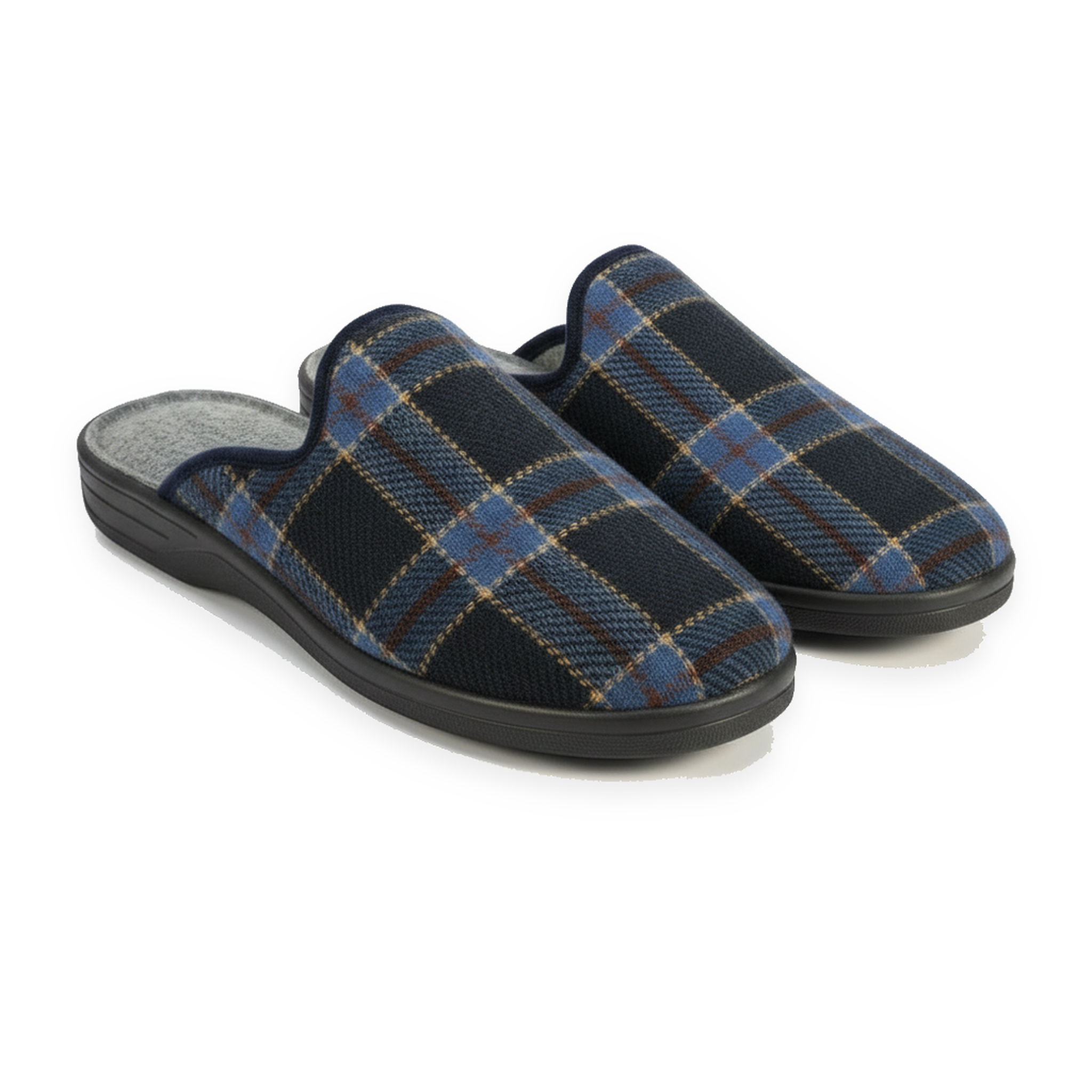 Voir la diapositive 3 : OZABI Ozabi pantoufles mules homme fabriquées en espagne, tige jacquard écossais