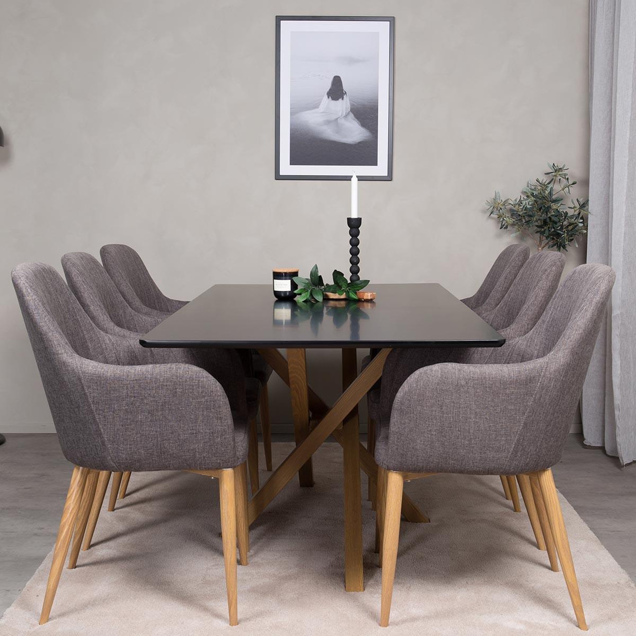 Voir la diapositive 3 : Paris Prix Table à manger  piazza  180cm noir & naturel