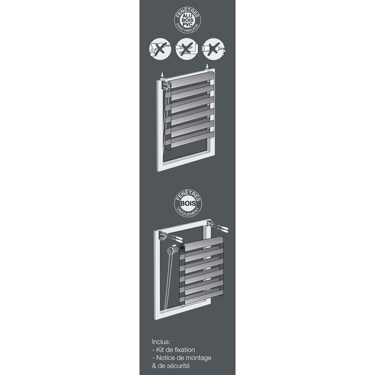 Paris Prix Store Enrouleur Jour Nuit  Daynight  45x180cm Blanc