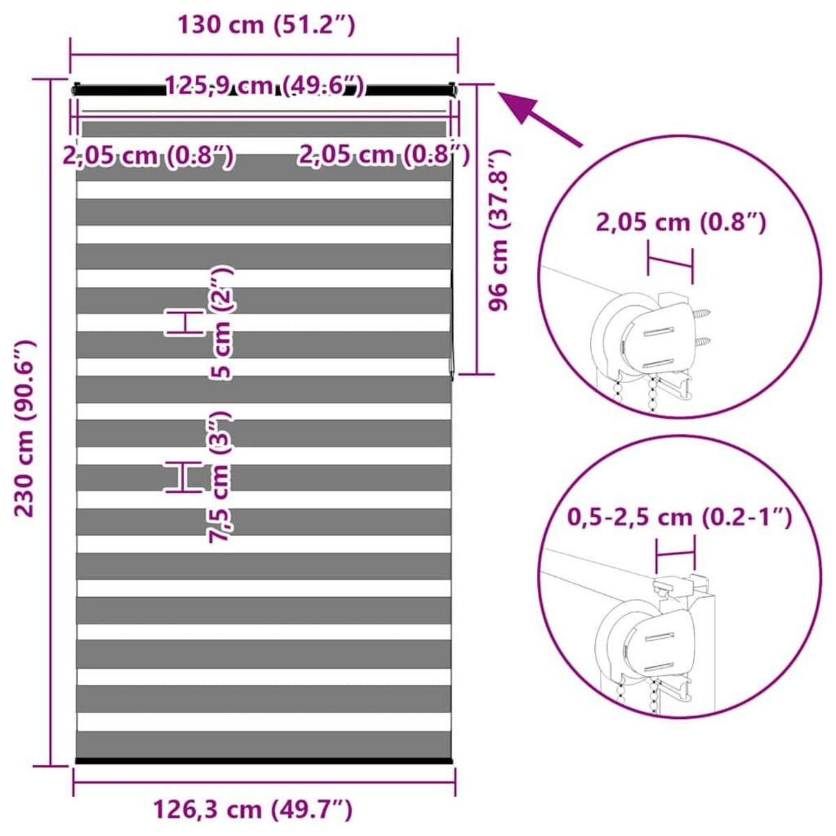 VIDAXL Store zebre marron sable largeur du tissu 125,9cm polyester