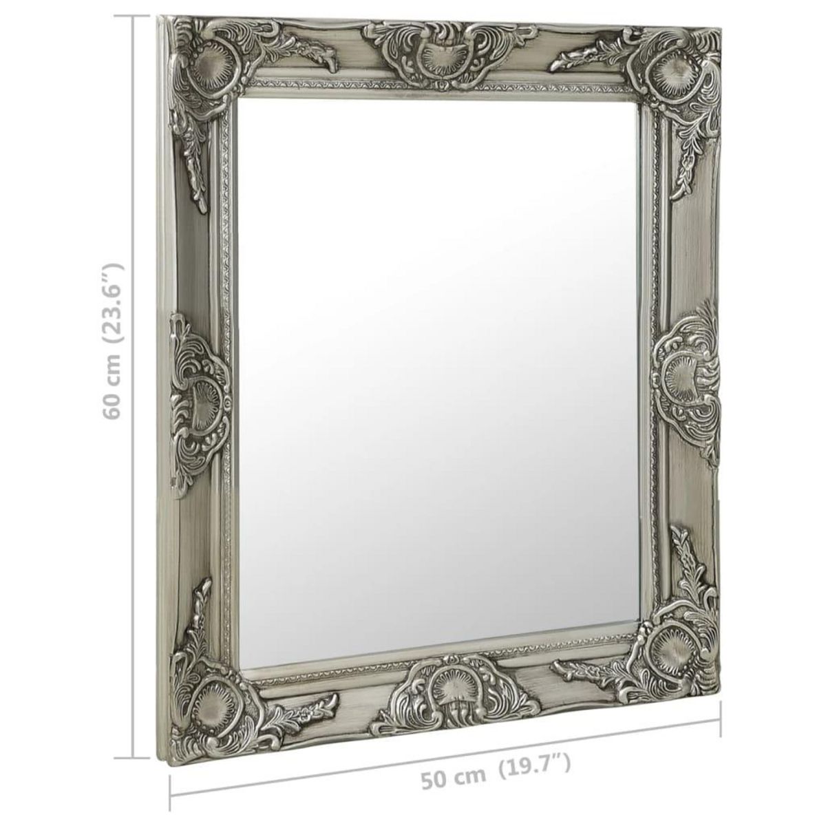 VIDAXL Miroir mural style baroque 50x60 cm Argente