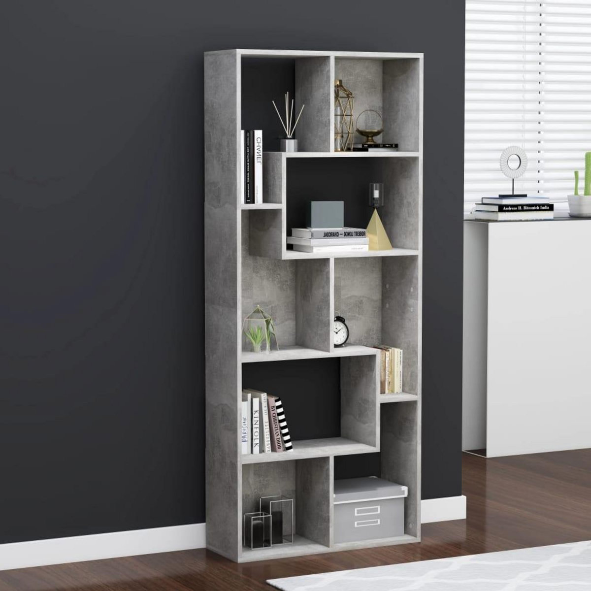 VIDAXL Bibliotheque Gris beton 67x24x161 cm Bois d'ingenierie