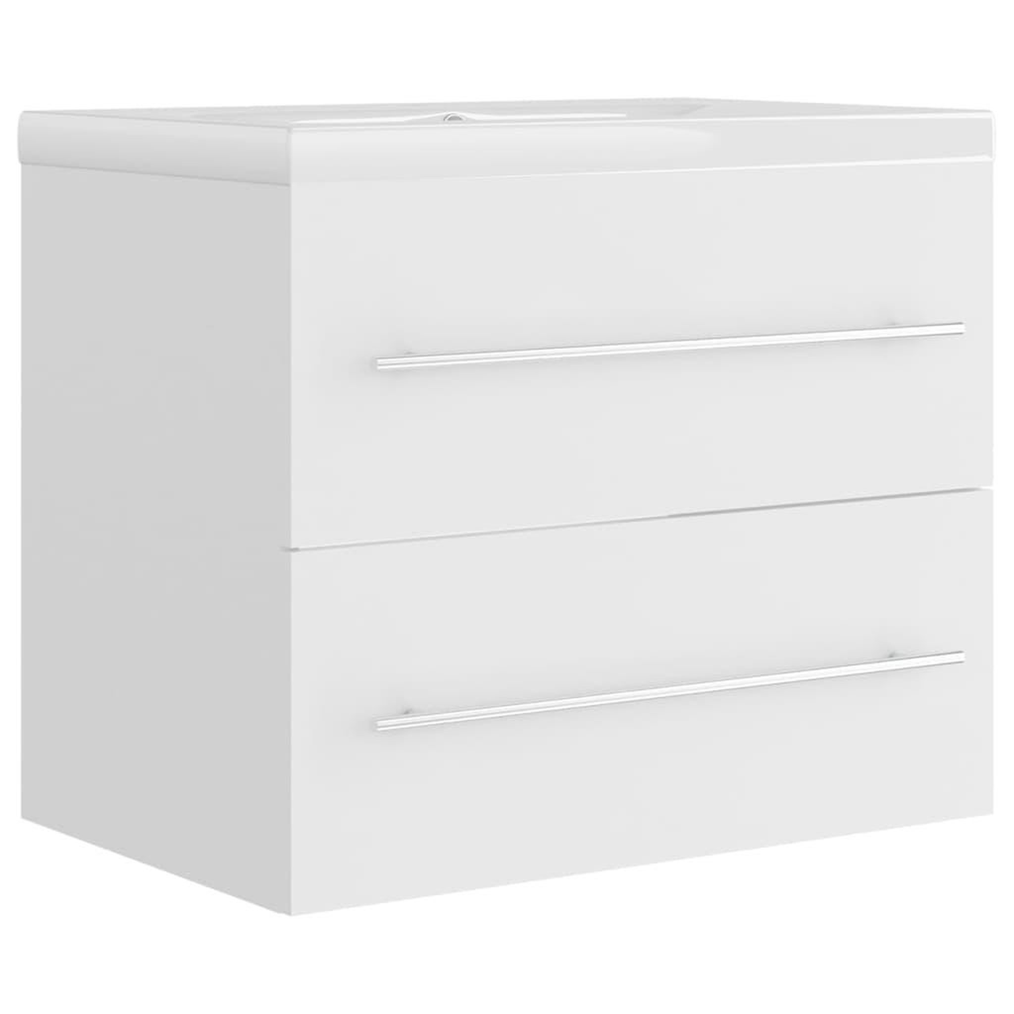 Voir la diapositive 2 : VIDAXL Armoire d'evier avec lavabo integre Blanc Agglomere