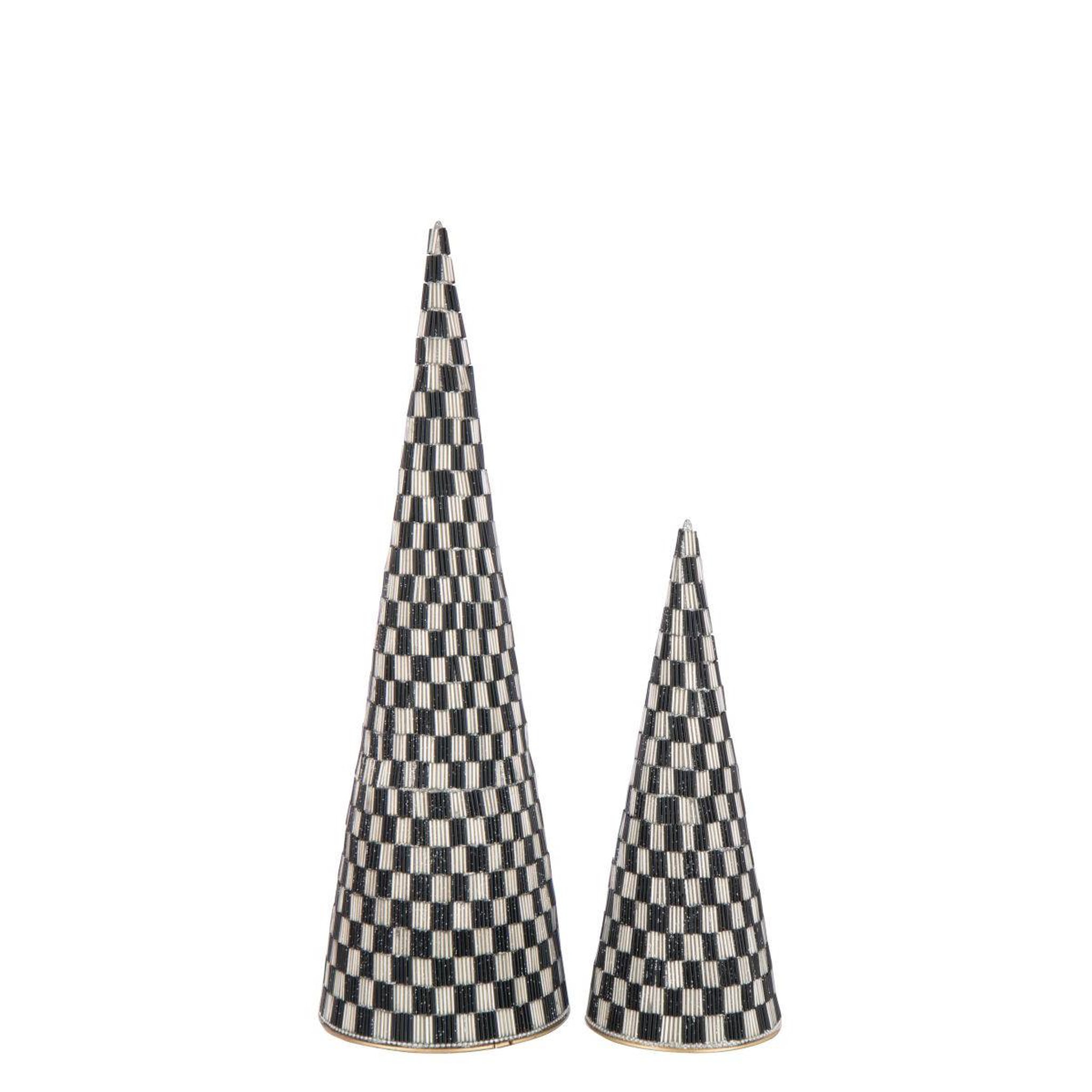 Voir la diapositive 2 : J-LINE Lot de 2 cônes déco  hollywood  40cm noir & écru