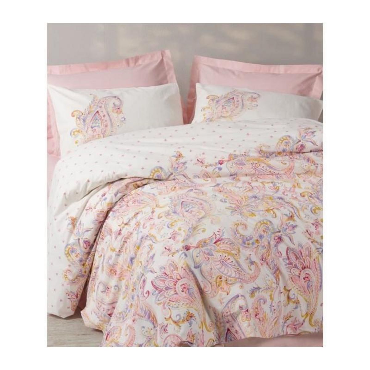 GENERIQUE Parure de lit - 129CTN64494 - 1 housse de couette 220 x 240 cm + 2 taies d'oreiller 60 x 60 cm - 100% coton ranforcé - Rose