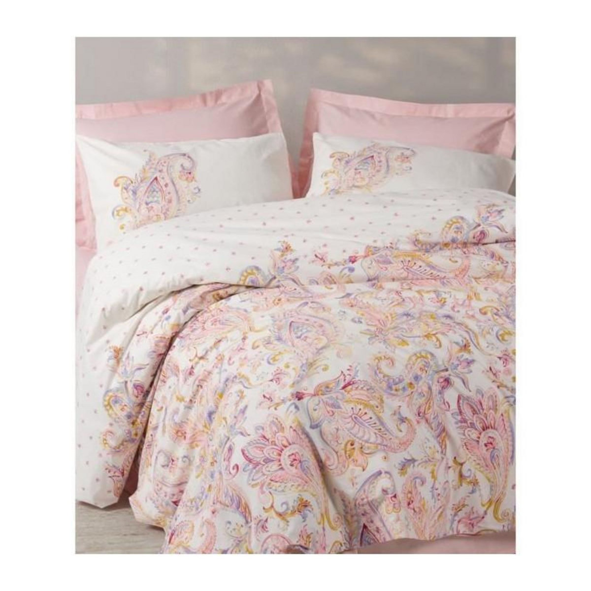 GENERIQUE Parure de lit - 129CTN64494 - 1 housse de couette 220 x 240 cm + 2 taies d'oreiller 60 x 60 cm - 100% coton ranforcé - Rose