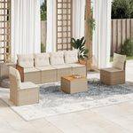 VIDAXL Salon de jardin avec coussins 7 pcs beige resine tressee