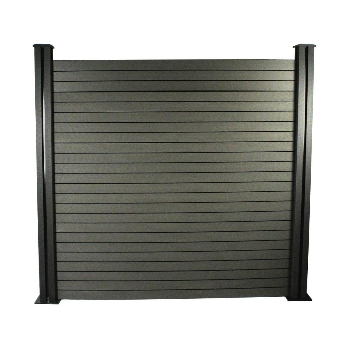 Habitat et Jardin Kit Clôture 8 x 1.6m composite - Kit de fixation offert - Gris foncé