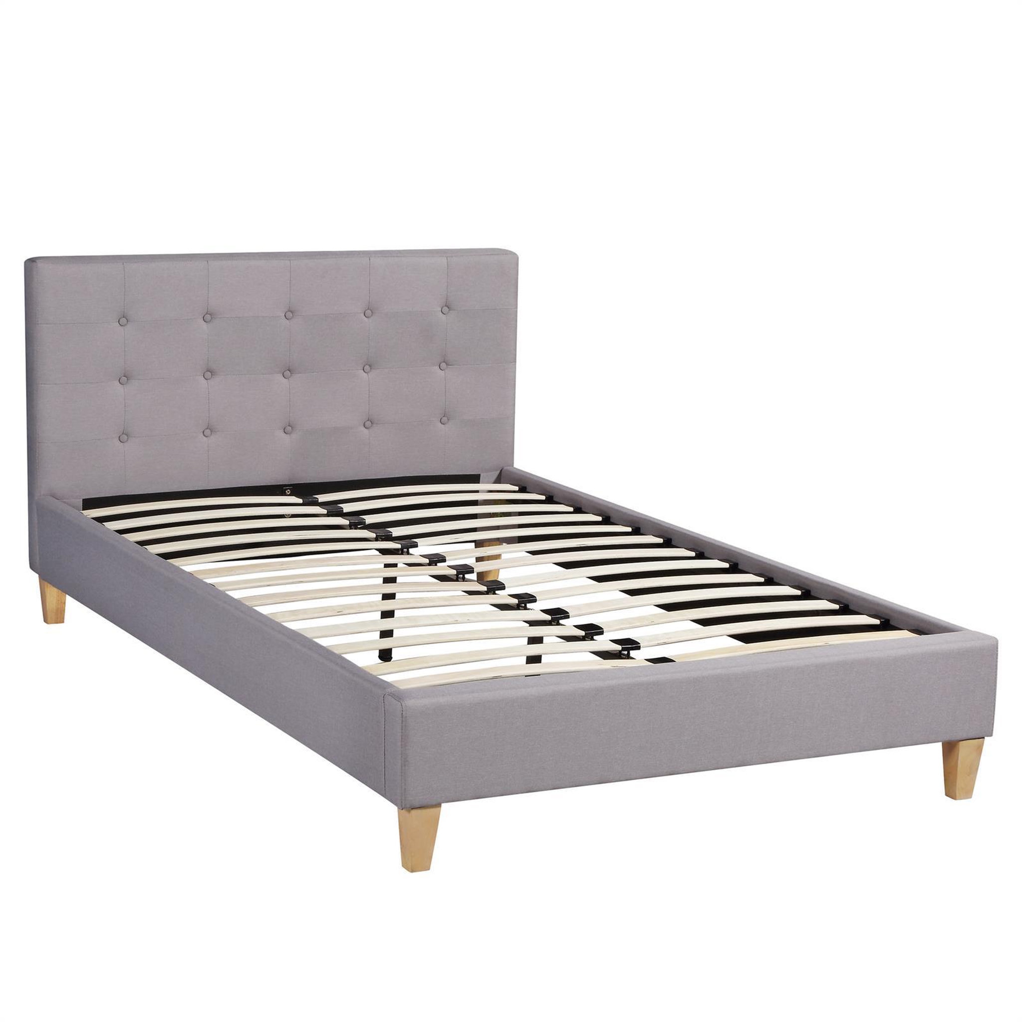 Voir la diapositive 5 : IDIMEX Lit simple lille, 120 x 190 cm, capitonné avec sommier, revêtement en tissu