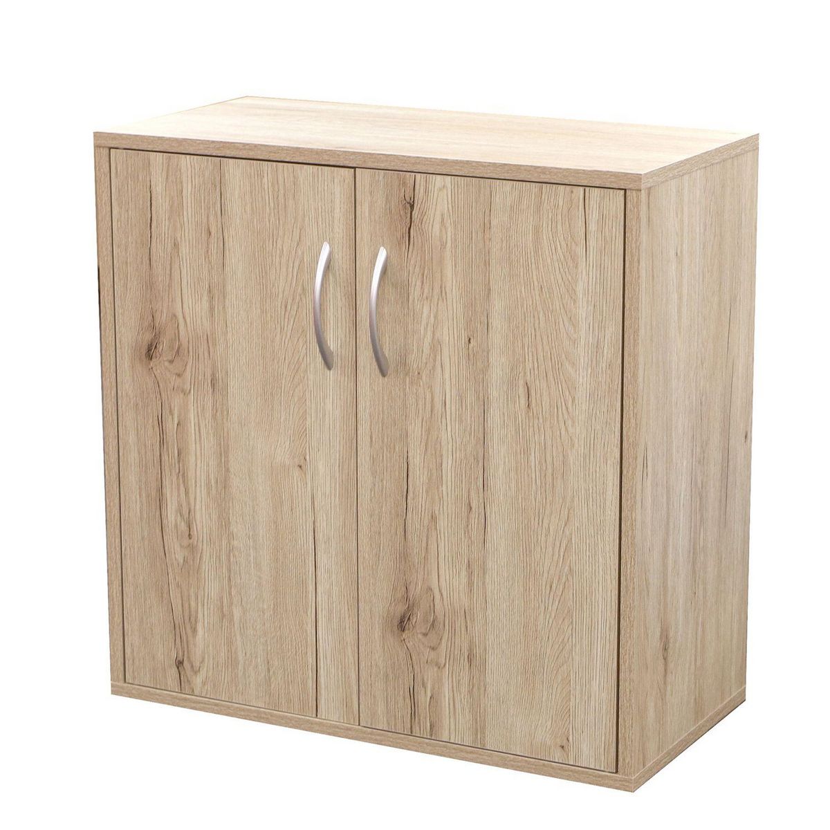 TOILINUX Meuble de rangement à 2 portes Pratik - Hauteur 58,50 cm - Bois clair