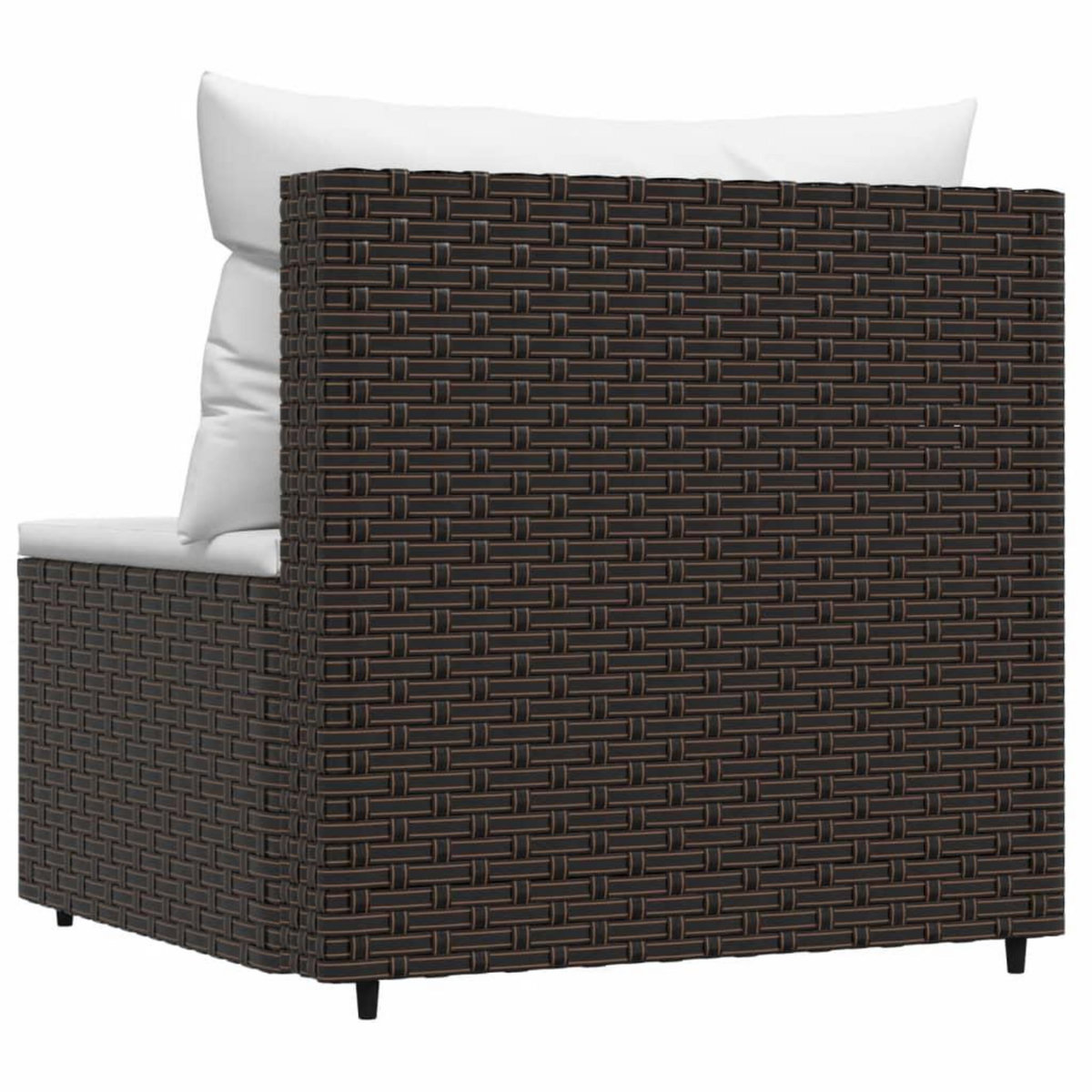 VIDAXL Canape central de jardin avec coussins marron resine tressee